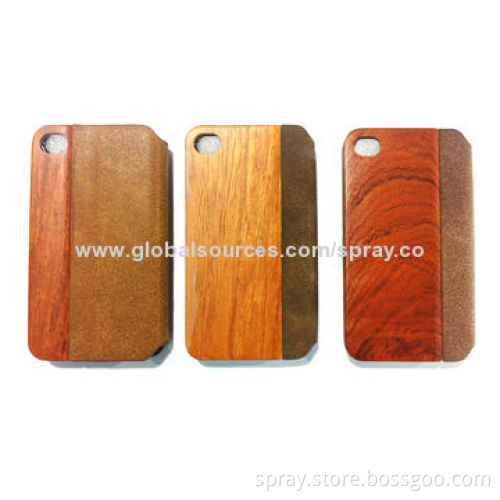 Leather Flip Case with Stand Feature and Wooden Texture for Samsung Galaxy S5 S4